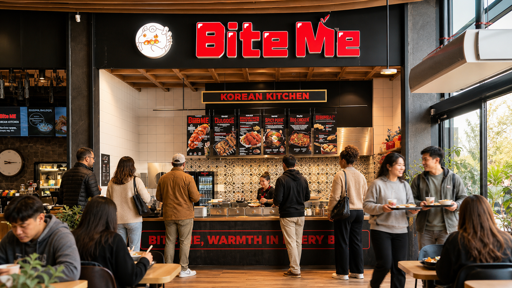 Customers ordering and dining at Supernova Bite Me